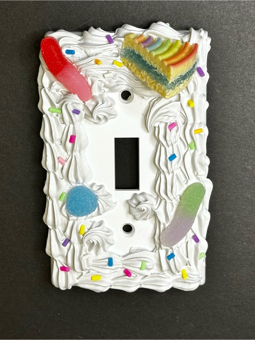 Whimsical White Cake-Themed Light Switch Cover - Rainbow Decor